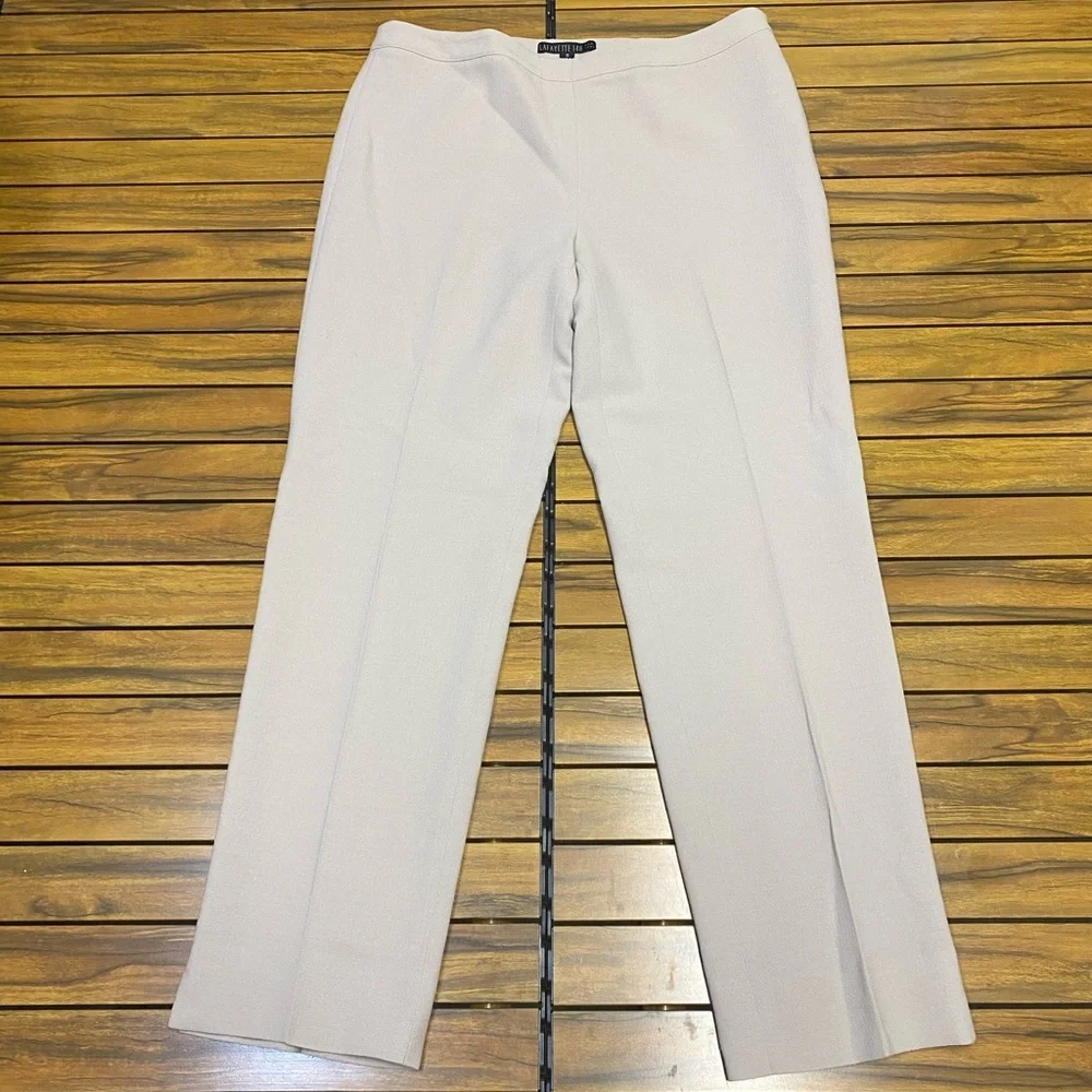 Lafayette 148 New York Women’s Bleecker Pants Size 10 100% Virgin Wool Neutral